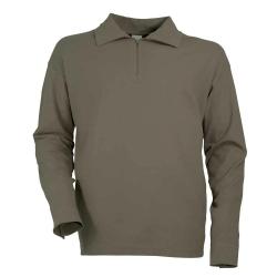 Chemise F1 coton kaki 240g m2 col zipp&eacute; poignets boutonn&eacute;s