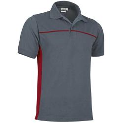 Polo Thunder gris rouge 50 polyester coton 2 boutons col