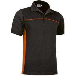 Polo Thunder noir orange 50 polyester coton 2 boutons 60 car