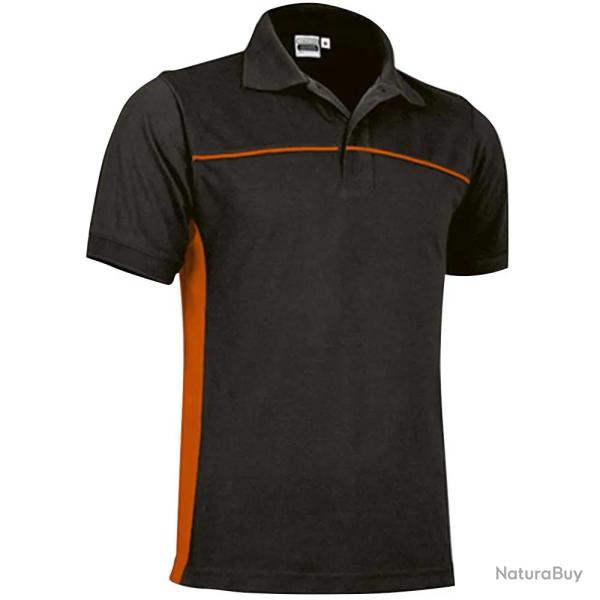 Polo Thunder noir orange 50 polyester coton 2 boutons 60 car