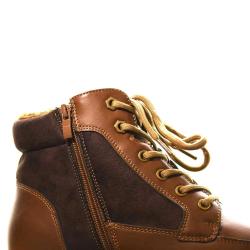 Bottines &agrave; lacets marron PU microfibre doublure polaire 44