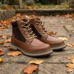 Bottines &agrave; lacets marron PU microfibre doublure polaire 42
