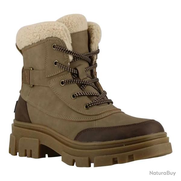 Bottines fourr�es taupe effet peau de p�che fourrure synth�tique 37
