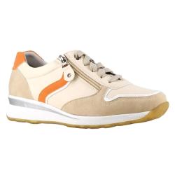 Baskets zip beige orange PU doublure microfibre du 37 au 41