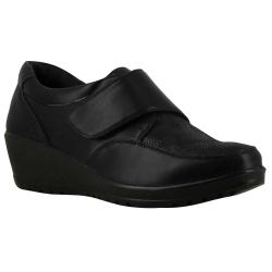 Chaussures scratch noir talon compens&eacute; PU - Fermeture pratique 36