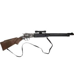 Fusil Rifle cowboy 8 coups m&eacute;tal crosse bois enfant 60cm