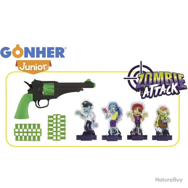 Set Zombie Attack Enfant - Pistolet 24 Balles + 4 Figurines