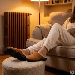 Chaussons Mules Fourr&eacute;es Doudou Marron Airplum