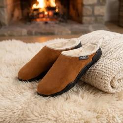 Chaussons Mules Fourr&eacute;es Doudou Marron Airplum
