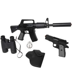 Set police enfant 5 accessoires mitraillette pistolet jumelles