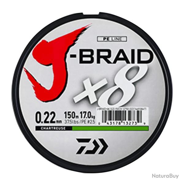 Tresse X8 Chartreuse Daiwa 8 brins ultra-r�sistante carnassiers 10/100