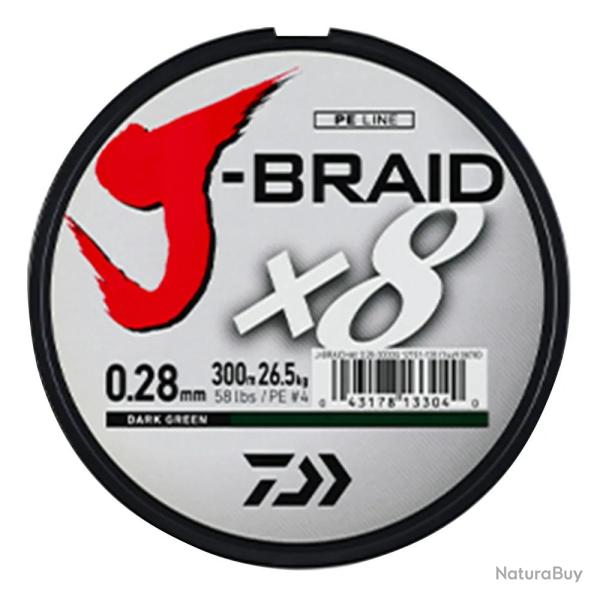 Tresse Daiwa X8 Vert 8 brins ultra-r�sistante carnassiers 10/100