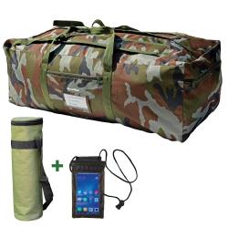 Sac camo 70 l avec Etui &eacute;tanche T&eacute;l&eacute;phone et Porte Bouteille Isotherme