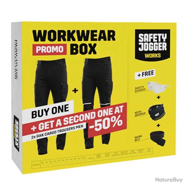 Pack 2 Pantalons Travail Oak Kaki/Noir Extensible 4 Sens 44