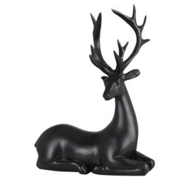 Renne couch&eacute; noir 20cm - 16x6,5x20,5cm - D&eacute;coration No&euml;l