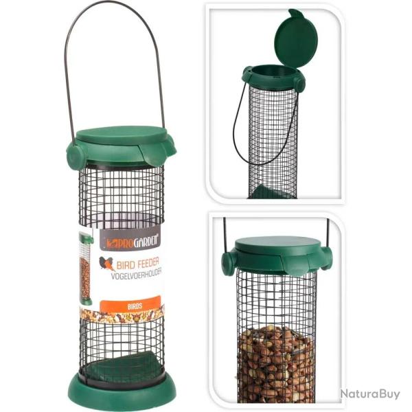 Mangeoire oiseaux mtal 9x20cm distributeur graines jardin