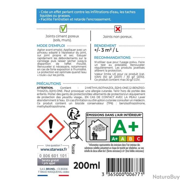 Imperm�abilisant joints poreux 200ml Starwax