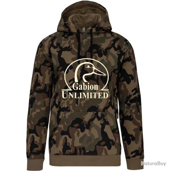 Sweat capuche camo Woodland 80 coton 280g poche ventrale