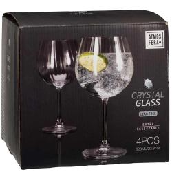 Verre gin tonic cristal 620ml - Set 4 pi&egrave;ces 85x85x210mm
