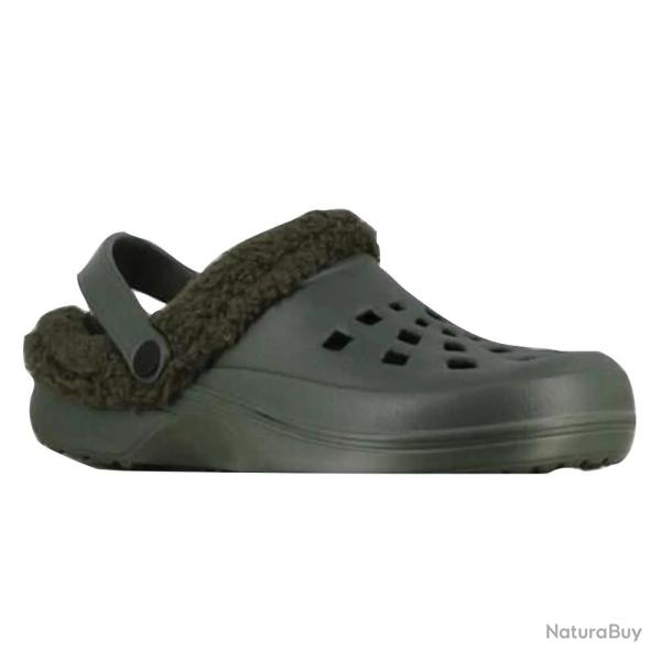 Sabots plastique fourrs kaki - Chaussures confort hiver 40