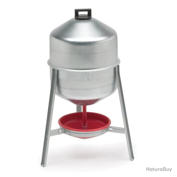 Abreuvoir poules et volailles m�tal galvanis� 30 L sur pieds � l'unit�