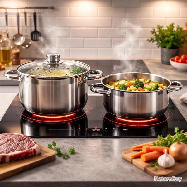 Faitout Marmite Couvercle �24cm Acier Inox Tous Feux
