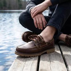 Chaussures bateau semelle crant&eacute;e synth&eacute;tique marron 40 &agrave; 46 41