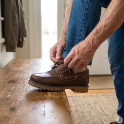 Chaussures bateau semelle crant&eacute;e synth&eacute;tique marron 40 &agrave; 46 42
