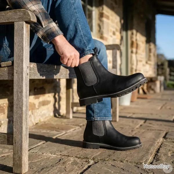 Bottines Chelsea Heritage Farmer Brighton cuir noir 40 � 47