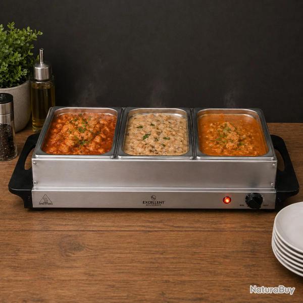 Chauffe-plat �lectrique 3 compartiments 300 W plaque chauffante
