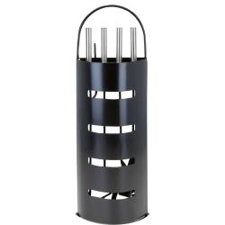 Valet de chemin&eacute;e m&eacute;tal noir 5 pi&egrave;ces Outils feu bois 65 cm