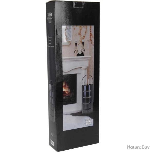 Valet de chemine mtal noir 5 pices Outils feu bois 65 cm