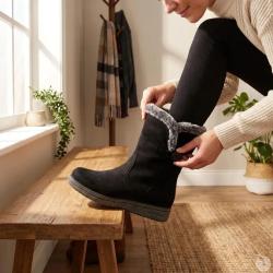 Bottines femme fourr&eacute;es noires en microfibre du 36 au 41 40