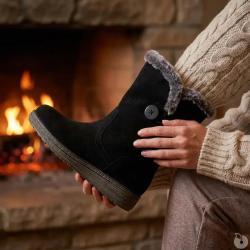 Bottines femme fourr&eacute;es noires en microfibre du 36 au 41 38