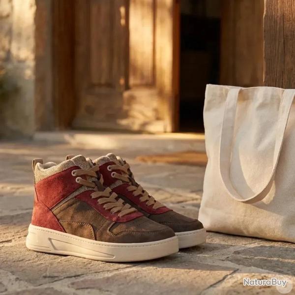 Baskets montantes femme bordeaux et vert du 36 au 41 37