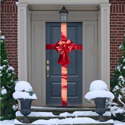 Noeud rouge porte 33x42cm ruban 4,3m avec velcro