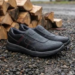 Chaussures sans lacets Drill noir cuir souple imperm&eacute;able