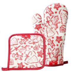 Gant 17x27cm + Manique 17x17cm + Tablier 60x80cm No&euml;l