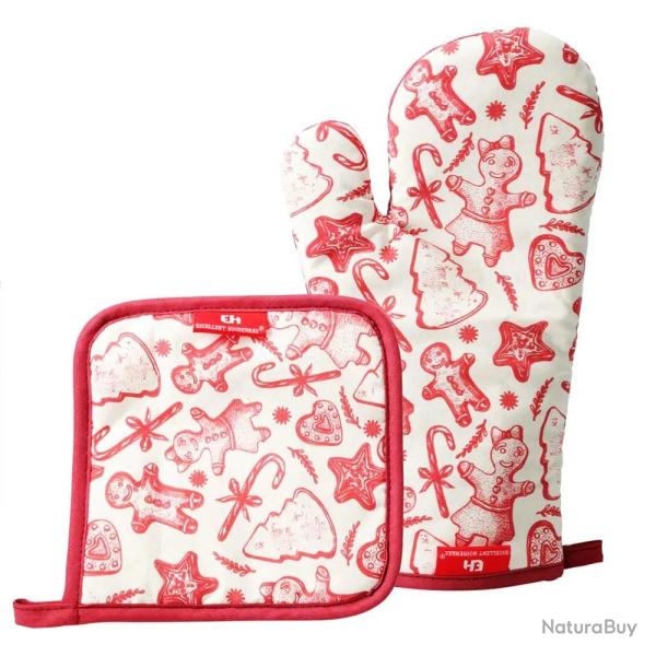 Gant 17x27cm + Manique 17x17cm + Tablier 60x80cm No�l