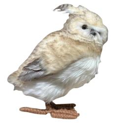 Hibou debout 34cm brun clair 19x16x29cm d&eacute;co