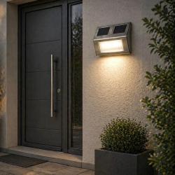 Lot de 4 lampes solaires LED inox - &Eacute;clairage ext&eacute;rieur &eacute;co