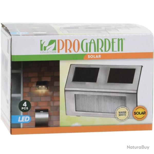 Lot de 4 lampes solaires LED inox - �clairage ext�rieur �co