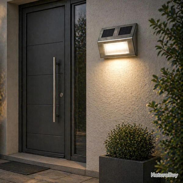 Lot de 4 lampes solaires LED inox - �clairage ext�rieur �co