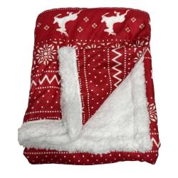 Couverture No&euml;l Sherpa Rouge 100x75cm