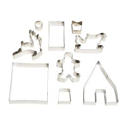 Kit 9 emporte-pi&egrave;ces No&euml;l 3D bonhomme traineau cerf maison