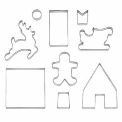 Kit 9 emporte-pi&egrave;ces No&euml;l 3D bonhomme traineau cerf maison