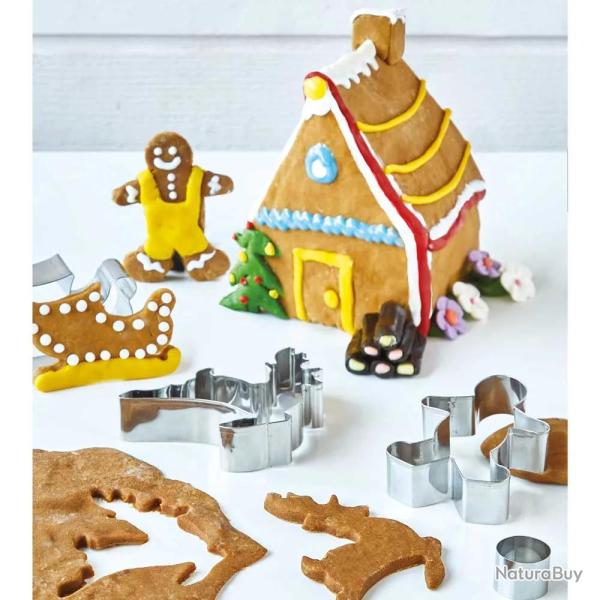 Kit 9 emporte-pi�ces No�l 3D bonhomme traineau cerf maison