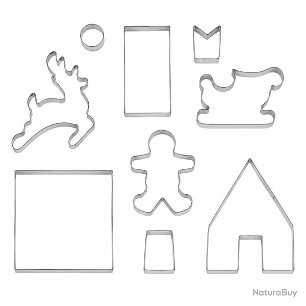 Kit 9 emporte-pi�ces No�l 3D bonhomme traineau cerf maison