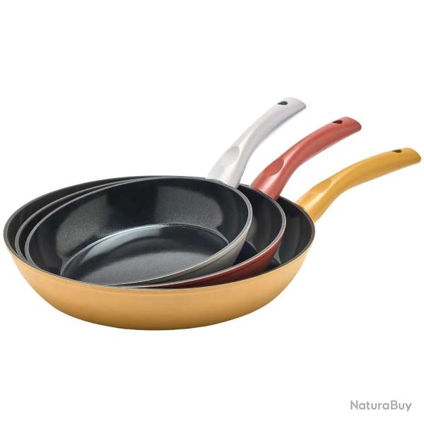 3 Po�les Vitamine Alu Forg� �20/24/28cm Manche Bak�lite