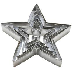 Kit 6 emporte-pièces étoiles Noël 3D inox 2-16cm H2,5cm